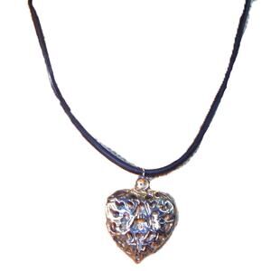 Vintage Filigree Heart on Cord Necklace